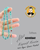 925 AYAR GÜMÜŞ PÜSKÜLLÜ ATEŞ KEHRİBAR KAPSÜL KESİM 7X11