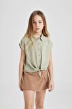DeFacto Kız Çocuk Cropped Fit Kısa Kollu Gömlek C0819A824SMGN497