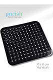 Purish | Banyo Duş İçin Vantuzlu Kaydırmaz, Su Drenajlı, Masaj Noktalı Paspas - Mat Siyah -53x53cm