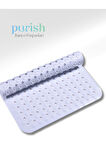 Purish | Banyo Duş İçin Vantuzlu Kaydırmaz, Su Drenajlı, Masaj Noktalı Paspas - Mat Beyaz -53x53cm