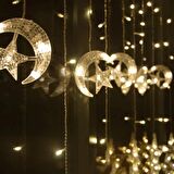 Led Perde Işık Ay Yıldız Model Saçaklı 2,5 Metre, Perde Led Işık