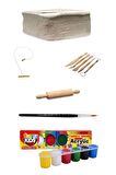 Seramik Hamuru 1 Kg Kil Kesme Teli Merdane Ebeşuarlı Funny Kids 15 ml 6lı Akrilik Set