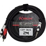 Kırlın LGY-364L Y-Cable 2 Metre 3.5mm Trs Plug - 2x Rca Plug Y-Kablo (2mt)