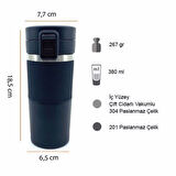 Sızdırmaz Paslanmaz Çelik Kaydırmaz Lastikli İç Kısmı Süzgeçli Araç Ofis Çay Kahve Termos Mug 400 ML