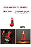 ULTRA HAFİF GÜÇLÜ USB ŞARJL I EL FENERİ HEM FENER HEM ORTAM AYDINLATMASI 3 KADEMELİ LED EL FENERİ