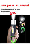 USB ŞARJLI EL FENERİ HEM FENER HEM ORTAM AYDINLATMA KANCALI FLAŞÖR KAMP , CEP , KAMP ÇANTASI ,LAMBA