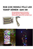 RGB  ÇOK IŞIKLI YANIP SÖNEN PİLLİ LED IŞIK 5M EV, BAHÇE, OFİS , ÇEŞİTLİ EŞYA SÜSLEME LED ŞERİT IŞIK