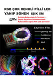 RGB  ÇOK IŞIKLI YANIP SÖNEN PİLLİ LED IŞIK 5M EV, BAHÇE, OFİS , ÇEŞİTLİ EŞYA SÜSLEME LED ŞERİT IŞIK