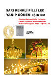 SARI IŞIKLI YANIP SÖNEN PİLLİ LED IŞIK 5M EV, BAHÇE, OFİS , ÇEŞİTLİ EŞYA SÜSLEME LED ŞERİT IŞIK