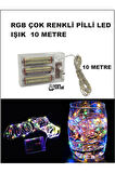 RGB ÇOK IŞIKLI  PİLLİ LED IŞIK 10M  EV, BAHÇE, OFİS , ÇEŞİTLİ EŞYA SÜSLEME LED ŞERİT IŞIK LED