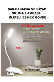 Şarj Edilebilir Klipsli Kitap Okuma Işığı 14 Led Kitap Arası Okuma 3 Modlu Işık Mandallı Lamba Masa