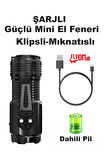 Ultra Mini Şarjlı El Feneri Mıknatıslı Klipsli 5 Fonksiyonlu Seyehat Kamp Ev Ofis 3 XE Led Lamba