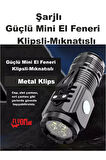Ultra Mini Şarjlı El Feneri Mıknatıslı Klipsli 5 Fonksiyonlu Seyehat Kamp Ev Ofis 3 XE Led Lamba