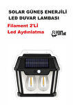 Solar Güneş Enerjili Bahçe,Teras,Balkon,Dış Mekan Sensör Kademeli 2'Lİ Filament Led Aydınlatma Fener