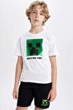 DeFacto Erkek Çocuk 2'li Takım Minecraft Bisiklet Yaka Kısa Kollu Tişört Şort C4986A824HSWT34