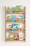Bofigo 4 Raflı 120 x 74 Cm Montessori Kitaplık Eğitici Çocuk Kitaplığı Çam