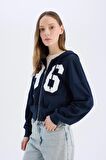 DeFacto Coool Oversize Geniş Kalıp Kapüşonlu Baskılı Kalın Fermuarlı Sweat Hırka E5462AX25SMNV241