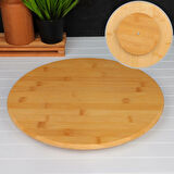Bambu Sunum Tahtası Dönerli Sunumluk Peynir Pizza Servis Tabağı 31 CM
