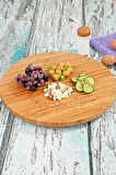 Bambu Sunum Tahtası Dönerli Sunumluk Peynir Pizza Servis Tabağı 31 CM