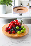 Bambu Sunum Tahtası Dönerli Sunumluk Peynir Pizza Servis Tabağı 31 CM