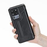 Samsung Galaxy S20 Ultra Venice Siyah Stand Deri Telefon Kılıfı