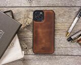 Apple iPhone 12 Pro Lucca Antik Kahverengi Deri Arka Telefon Kılıfı