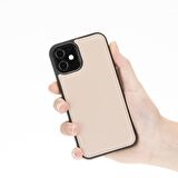 Apple iPhone 12 Mini Lucca Açık Pembe Deri Arka Telefon Kılıfı