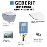 Geberit iCon Rimfree Alpha10 Soft Slim Asma Klozet Seti, Parlak Krom