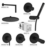 VitrA Origin Ankastre Duş Seti - Mat Siyah - 8 Parça