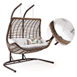Capri Swing Cunda Çiftli Rattan Bahçe Balkon Salıncağı