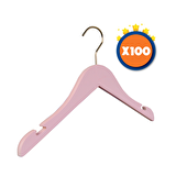 Nyn Ahşap 7-14 Yaş Genç Çocuk Elbise Askısı Pembe Renk 100 Adet
