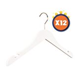 Nyn Ahşap 3-7 Yaş Çocuk Elbise Askısı Beyaz Renk 12 Adet