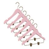 Nyn Ahşap 3-7 Yaş Mandallı Çocuk Askısı Pembe  Renk 6 Adet