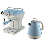 ARİETE Vintage Mavi Espresso Kahve Makinesi  ve 1.7 Litre Kettle Seti