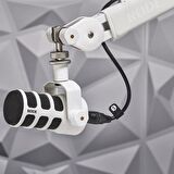 PodMic Profesyonel Dinamik Podcast White (Beyaz) - Broadcast Mikrofon