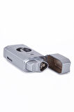 Parmida 3 Torch Pürmüz Gümüş Dahili V Kesicili Metal Puro Çakmağı