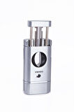 Parmida 3 Torch Pürmüz Gümüş Dahili V Kesicili Metal Puro Çakmağı
