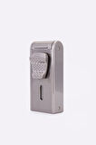 Parmida Çift Torch Pürmüz Parlak Gümüş Metal Puro Çakmağı