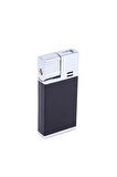 Parmida Tek Torch Pürmüz Siyah-Gümüş Metal Puro Çakmağı