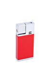 Parmida Tek Torch Pürmüz Kırmızı-Gümüş Metal Puro Çakmağı