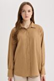 Regular Fit Basic Düz Uzun Kollu Gömlek Tunik