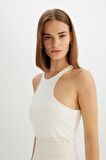 DeFacto Slim Fit Dar Kesim Halter Yaka Basic Düz Atlet C9248AX24SMWT32
