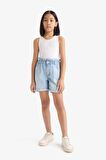 DeFacto Kız Çocuk Paperbag Jean Şort B8113A825SMNM63