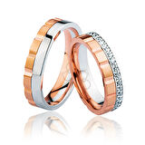 Harem Altın Rose Beyaz Taşlı Altın Alyans 0703