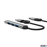 Winex 4in1 UsbA ve Type-C To UsbA 3.01 Çoklayıcı Hub Adaptör