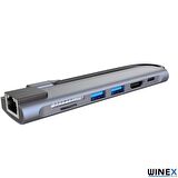 Winex 7in1 USB Type-C Hub Port Adaptör HDMI USB Ethernet PD Girişli