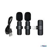 ScHitec K9 Lightning Çift Kablosuz Wireless HD Yaka Mikrofonu Siyah