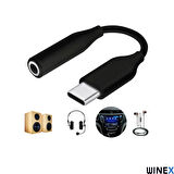 Winex UC10 Type-C to 3.5mm Jack Dönüştürücü Adaptör Siyah