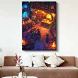 Fantastik Meyhane - Sıcak Işıklar Altında Anime Kanvas Tablo
