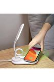 Dokunmatik LED Masa Lambası Wireless Şarj Standlı 360 Derece Esnek - 10W